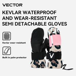 Ski Gloves Vector Women Men Outdoor Double Board Snowboard Waterproof Wearresistant Semi Detachable Cotton 230814