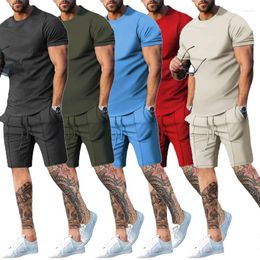 Men's Tracksuits Short Sleeve T Shirts Shorts Loose Fit Blank T-shirts 2 Pieces Summer Shirt Set