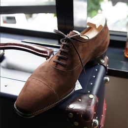 Dress Shoes Coffee Flock Derby for Men Lace up Breathable Casual Size 38 Handmade Free Shiping Mens Spring Autumn 230814