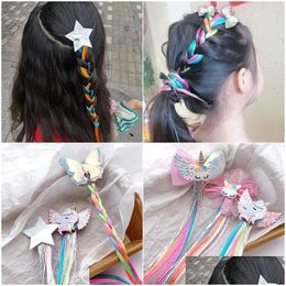 Hair Accessories 16 Styles Extensions Wig Barrette for Kids Girls Ponytails Hairclips Cartoon Horse Head Bows Clips Bobby Pins Hairp Dhacv