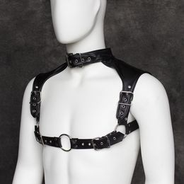 Other Fashion Accessories Belts PU Leather Body Chest Harness Straps Metal Eyelets Double Shoulders Men Adjustable Goth Punk Rock Choker Shoulder 230814