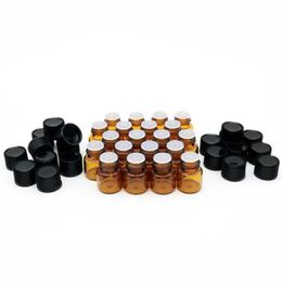 1ml 2ml 3ml 5ml Amber Glass Essential Oil Bottle Glass Perfume Oil Vials Sample Test Bottles with lids Orifice Reducers Begqx