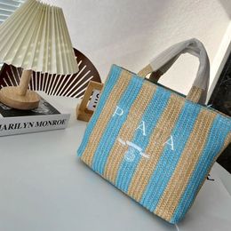 Top Summer Stripe Straw Fashion Bags Designer Bag Woman Crochet Tote Bag Luxury Handbag Summer Shopping Purse Totes Shoulder Handbags Triangle a5
