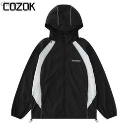 Summer Hooded UPF50+ Sunscreen Jacket Men Patchwork Letter Print Ultra-Light Sportswear Outwear Unisex Casual Windbreaker 2023 HKD230815