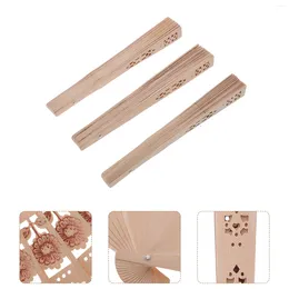 Decorative Figurines 3pcs Small Folding Hand Fan Chinese Japanese Vintage Handheld Fans Wooden Openwork Personal For Wedding Decoration