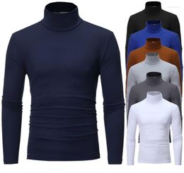 Men's T Shirts 2023 Autumn Winter Thermal Long Sleeve Roll Turtleneck T-Shirt Solid Colour Tops Male Slim Basic Stretch Tee Top T-shirts