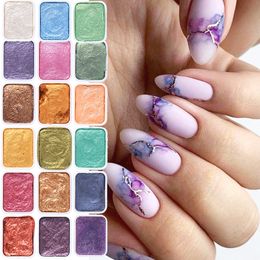 Nail Glitter Art Pigment Set Solid Metallic Watercolour Paint Chrome Powder Gradient Marble Effect Shimmer Manicure Dust NT1915 230814