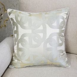 Pillow Case Contemporary Geometric Beige Pillow Case Gold Silver Ellipse Sofa Chair Designer Cushion Cover Decorative Square Home 45x45cm 230814