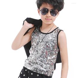 Stage Wear 2023 Jazz Dance Costumes For Kids Sequin T-Shirt Children Ballroom Hip Hop Rave Clothes Performance DQS1388