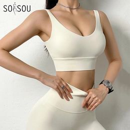 Women's Tracksuits SOISOU Nylon Tracksuits Women's Yoga Set Sports Suit Gym Fitness Bra Leggings Women Lounge Wear Crop Tops Sexy 18 Colors 230814