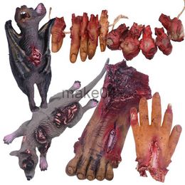 Novelty Items Halloween Blood Props Fake Scary Broken Bat Hands Feet Ornament for Haunted House Halloween Vampire Party Decorations J230815