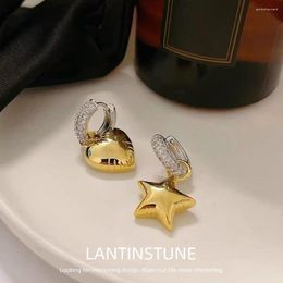 Dangle Earrings Luxury Asymmetrical Star Heart Pendant For Women Exquisite Colour Contrast Drop Earring Party Jewellery Gift N463