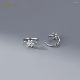 Backs Earrings Neixiu 925 Sterling Silver Zircon Flower Ear Cuffs Women Korean Sweet Simple Without Piercing Jewelry Gift Wholesale