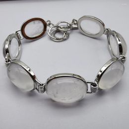 Link Bracelets Clear Crystal Stone Beads Bracelet Bangle 8 Inch Jewelry For Woman Gift G069