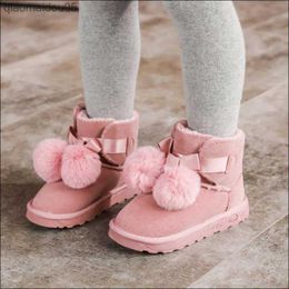Sneakers Snow boots for children in winter 2019 fur boots for girls frosted leather shoes for boys and safety boots for children pink and gray 13 Z230815