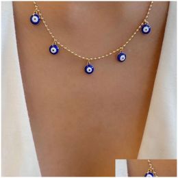 Chokers Bohemian Demon Evil Eye Choker Necklace For Women Retro Fashion Jewellery Accessories Gold Chain Drop Delivery Necklaces Pendant Dh2Sa