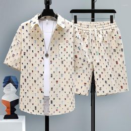 Men's Tracksuits Men Clothing 2023 Summer 2 Pieces Set Tracksuit Shirt Shorts Harajuku Streetwear Oversized Sets Short Outfits Suits
