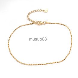 Anklets 1PC 23.5cm Stainless Steel Anklet Gold Color Link Chain Anklets For Women Jewelry Summer Beh Party Barefoot cessories J230815