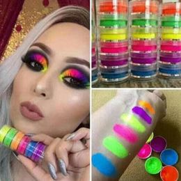 Nail Glitter 6colorsset Neon Pigment Powder Dust Ombre Fluorescent Colour Polish UV Gel Decorations 230814