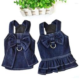 Dog Apparel Jean Dress Cat Denim T-shirt Spring Summer Pet Clothes For Small Dogs Poodle Vest Puppy Skirt Outdoor Harness Clothing