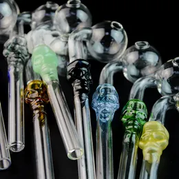 Wholesale Skeleton Single Ball Style Smoking Pipes Send Color Randomly Pyrex Glass Oil Burner Pipe Oil Nail Smoke Accessories Hand Burning For Dab Rigs Tube SW21