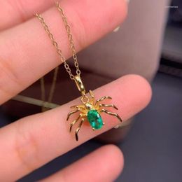 Chains MeiBaPJ Natural Emerald Gemstone Spider Pendant Necklace Real 925 Pure Silver Green Stone Fine Wedding Jewelry For Women