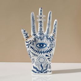 Decorative Objects Figurines Eye of Fatima Jewellery Display Holder Ceramic Mannequin Hand Stand Designed for Necklaces Bracelets Rings 230815