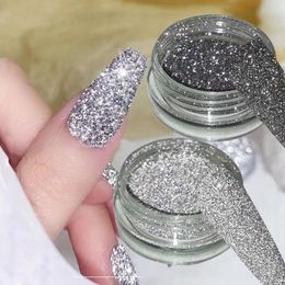Nail Glitter 1Box Sparkling Diamond Powder Laser Silver Reflective Sequin Shiny Art Dipping Holographic Dust NFSZF 230814