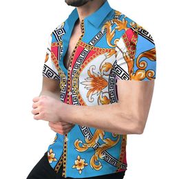 Men's short sleeve button down shirt fashion shirts tops for men small medium large plus size 2xl 3xl printing clothing blous2462