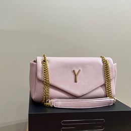2024 Designer Bag Luxury Handbag Shoulder Brand Crossbody Classic Flap Envelope Y-shaped Stitched Leather Women's Metal Chain High Quality Messenger New