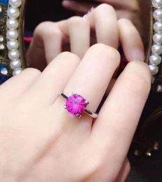 Cluster Rings Fashion Elegant Simple Small Round Natural Pink Fireworks Topaz Ring S925 Silver Gemstone Women Party Gift Jewelry