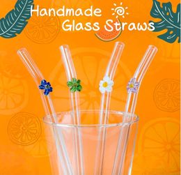 Tumblers 8 2"x8mm Reusable Clear Glass Straws Set for Smoothie Milkshakes Environmentally Friendly Drinkware Straw with Cleaning Brush 230814