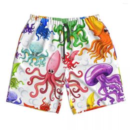 Men's Shorts Swimsuit Man Summer 2023 Gym Beach Sport Colorful Squid Octopus