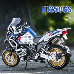 1 12 BMW R1250GS ADV Motorcycles Simulation Alloy Motorcycle Model Shock Absorbers Sound and Light Collection Toy Car Kid Gift T230815