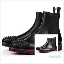 2023-New Luxury Designer Man Ankle Boots Melon Boots Black Calfskin Rubber Sole Mens Fashion Booty Famous Party Wedding