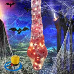 Novelty Items Halloween Decorations Dead Victim Props Scary Halloween Dead Body Props with Spider Webs LED Light Strig Remote Air Pump Rope J230815