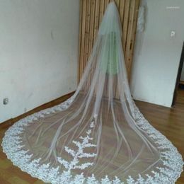 Bridal Veils White/Ivory Lace Cathedral Wedding Veil 2 Tier 3M Long Appliques Bride Vail With Comb Blusher Accessories