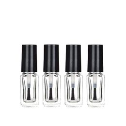 4 ml Empty Nail Polish Bottles Square Shape Nail Polish Clear Bottles with Brush Cap for DIY Cosmetics Axogl