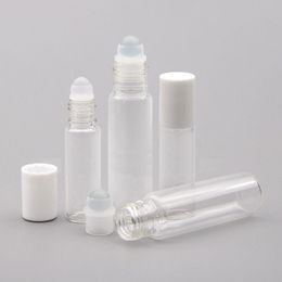 5 10 ML clear roller bottles with glass ball for essential oil perfume glass roll on bottles with white lids Travel size Efolo