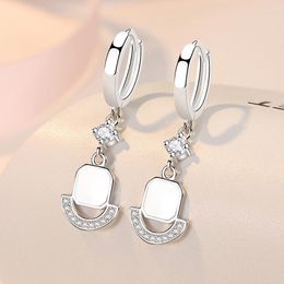 Hoop Earrings KOFSAC Fashion White Geometric Luxurious Design Zircon Ear Buckle Glamorous Long 925 Sterling Silver Earring Jewelry