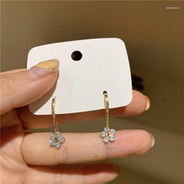 Stud Earrings Korean Fashion Elegant Zircon Wreath Women's Metal Chain Boucle D'oreille Exquisite Girl Party Jewelry