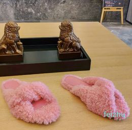 Autumn Winter Casual Fluffy slippers sandals Designer Flat Mules Flat High Heel Luxurious Bright and Eye catching Fluff Colours Warm Comfortable
