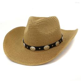 Berets Summer Fashion Western Cowboy Straw Hats For Unisex Men Women Outdoor Wide Brim Sun Protection Cap Beach Sunshade Hat Sunhat