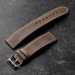 Watch Bands Handmade Elephant Grey First Layer Cowhide Leather Watchband 18 19 20 21MM Soft Vintage Ultra-Thin Bracelet