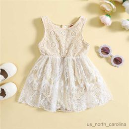 Girl's Dresses Newborn Baby Girls Summer Romper Dress Clothes Casual Floral Cutout Sleeveless Jumpsuit Ruffle Playsuits R230815