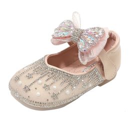 First Walkers High Quality Baby Girls For Birthday Party Twinkle Crystal Soft Toddler Shoes With Lace Butterfly knot Infant 230814