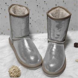 Dress Shoes 2023 Fashion New Non-slip Women Snow Boots 100% Genuine Cowhide Leather Waterproof Mid Calf Boots Warm Winter Boots
