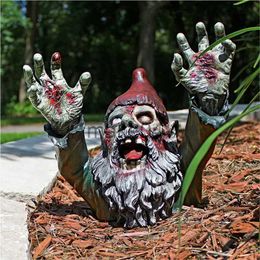 Novelty Items Resin Cartoon Horror Zombie Dwarf Statue Decoration DIY Outdoor Garden Landscape Ornament Home Figurines Miniature Craft J230815