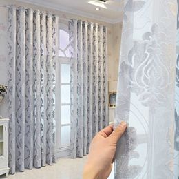 Curtain European Grey Tulle Curtains for Living Room Bedroom Luxury Sheers Curtain Drapes for Windows Screen