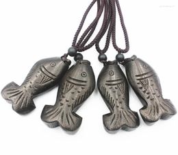 Chains 12pcs Wooden Lucky Fish Pendants Necklace Retro Sweater Accessories Adjustable Long Necklaces For Women Dresses Jewelry